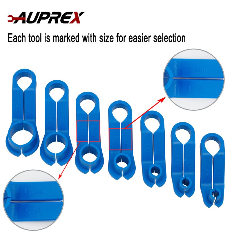 AUPREX 7PCS AC Fuel Line Disconnect Tool Set for Most Ford/GM/Chrysler/Mazda Includes 1/4 5/16 3/8 1/2 5/8 3/4 7/8 Inch Transmission Oil Cooler Line Quick Disconnect Kit Fuel Line Removal Tool - Image 5